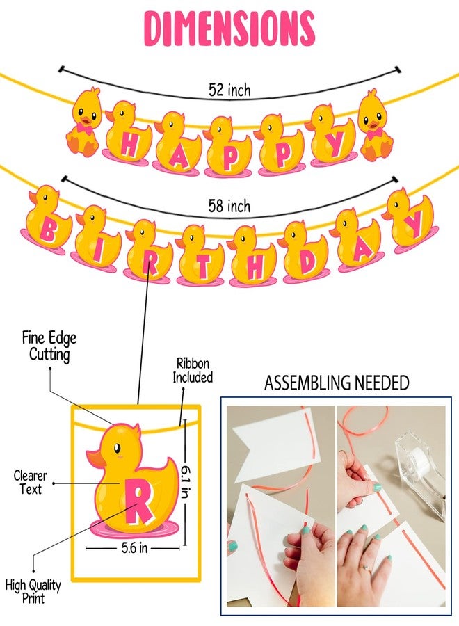 Zyozique 37 pcs Baby Duck Theme Party Decorations, Birthday Party Supplies Includes Happy Birthday Paper Banner , CakeTopper, Cupcake Toppers, Balloons for Kids Birthday Party Supplies - Image 5